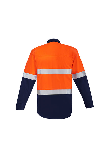 Mens Orange Flame Hi Vis Open Front Spliced Shirt - Hoop Taped - ZW140