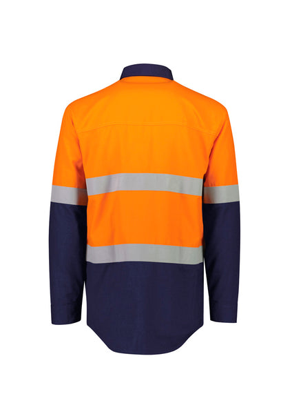 Mens Orange Flame Lightweight Ripstop Spliced Shirt - Hoop Taped - ZW180